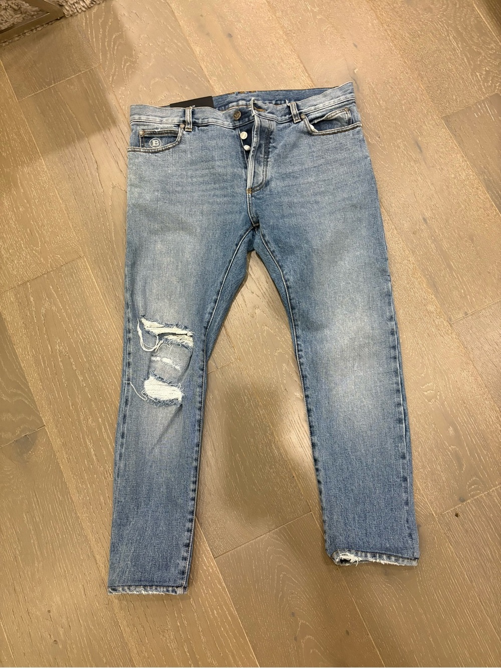 Balmain Light Blue Distressed Jeans